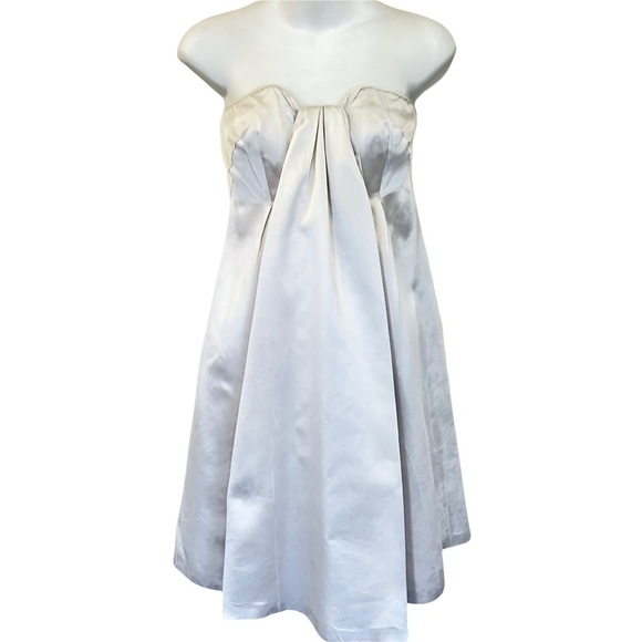 PRADA Silk Strapless Pleated Waterfall Design Mini Dress - 2 - Picture 2 of 10